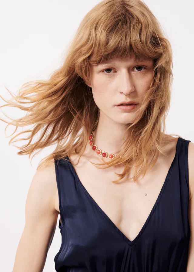 ACHOUAK SLEEVELESS MIDI DRESS (NAVY) - Image 3