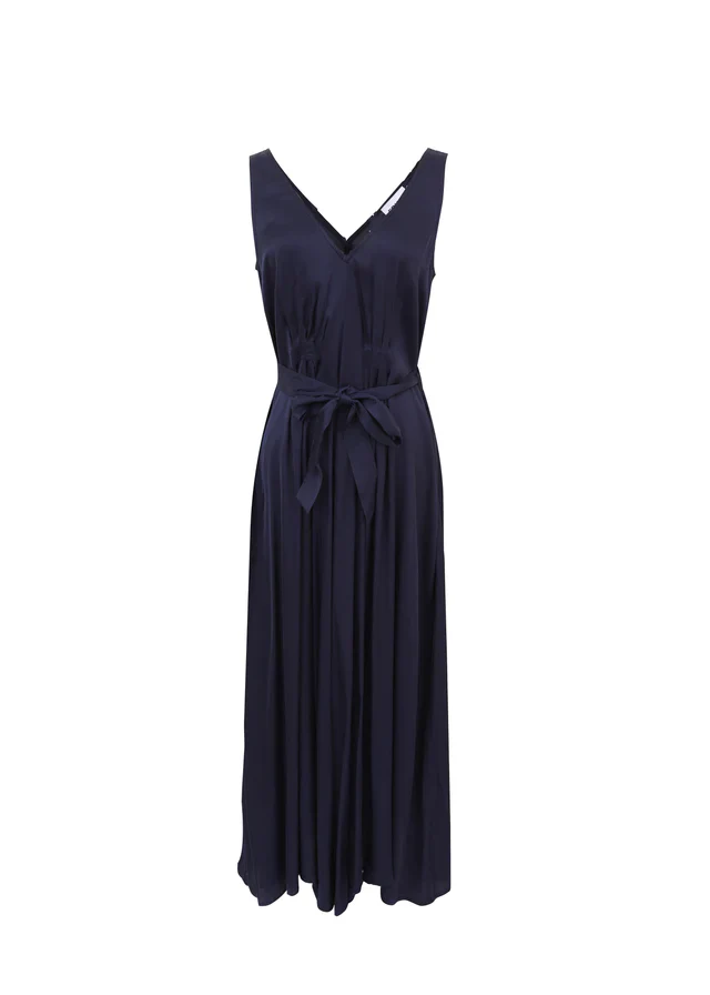 ACHOUAK SLEEVELESS MIDI DRESS (NAVY) - Image 6