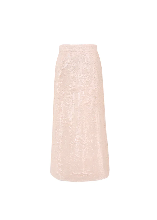 AGNESA SEQUIN MIDI SKIRT (CREAM) - Image 5