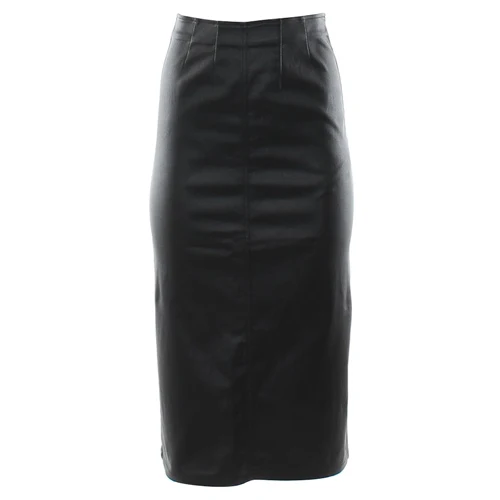 Allie Faux Leather Midi Skirt (Black) - Image 2