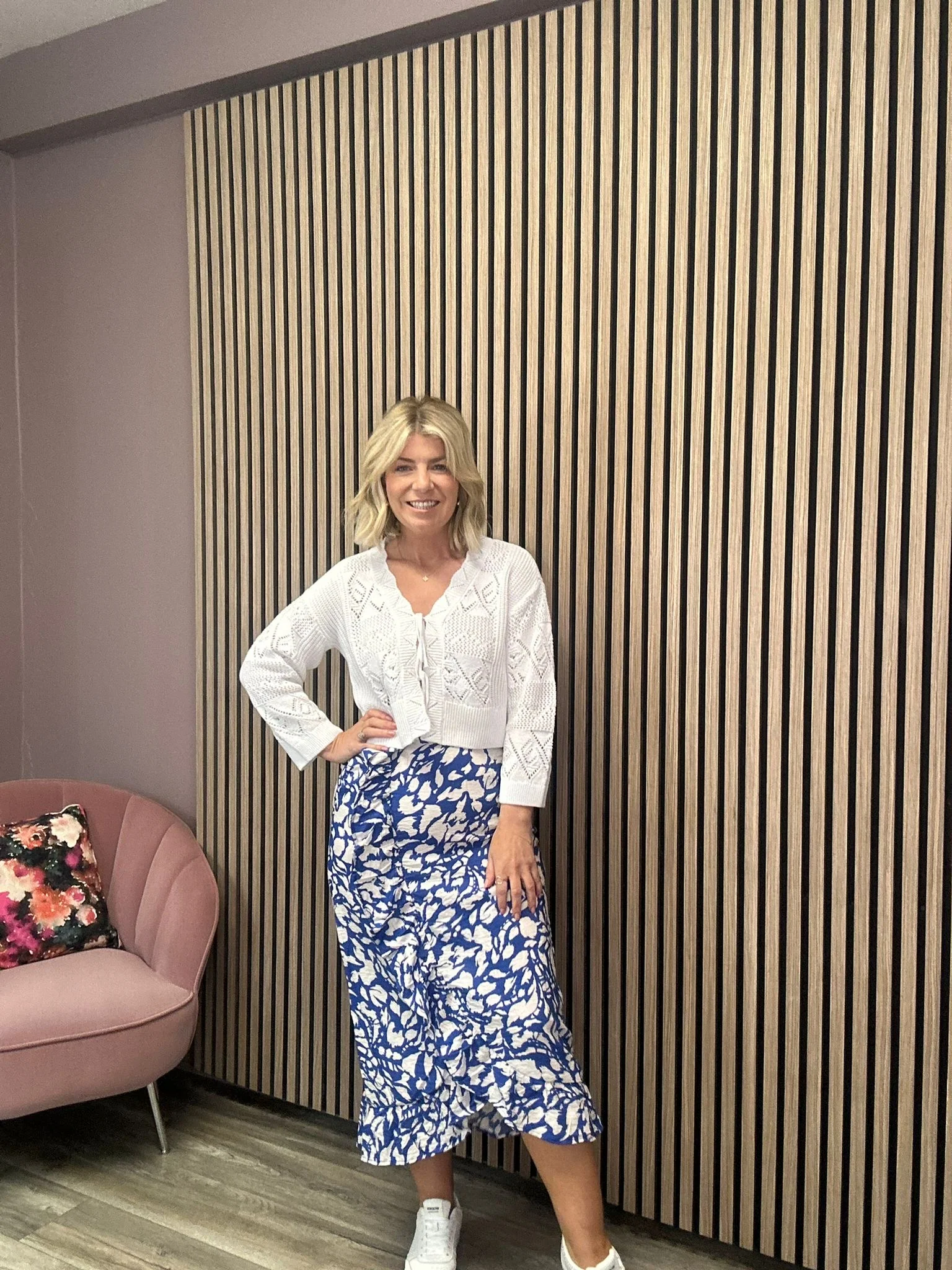 Ally Midi Skirt (Mazarine Blue/Birch) - Image 2