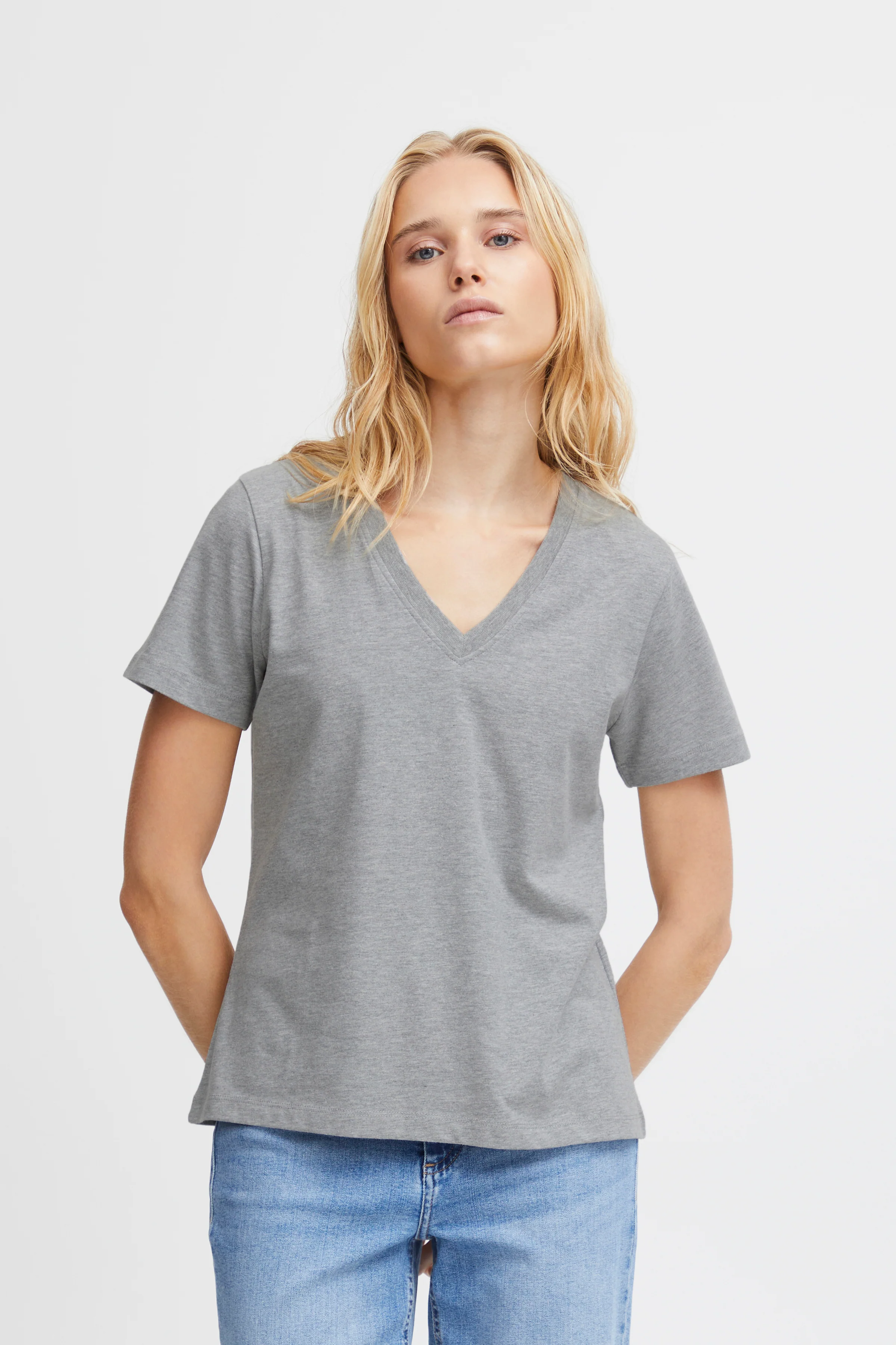 Almer V-Neck T-Shirt (Grey Melange)