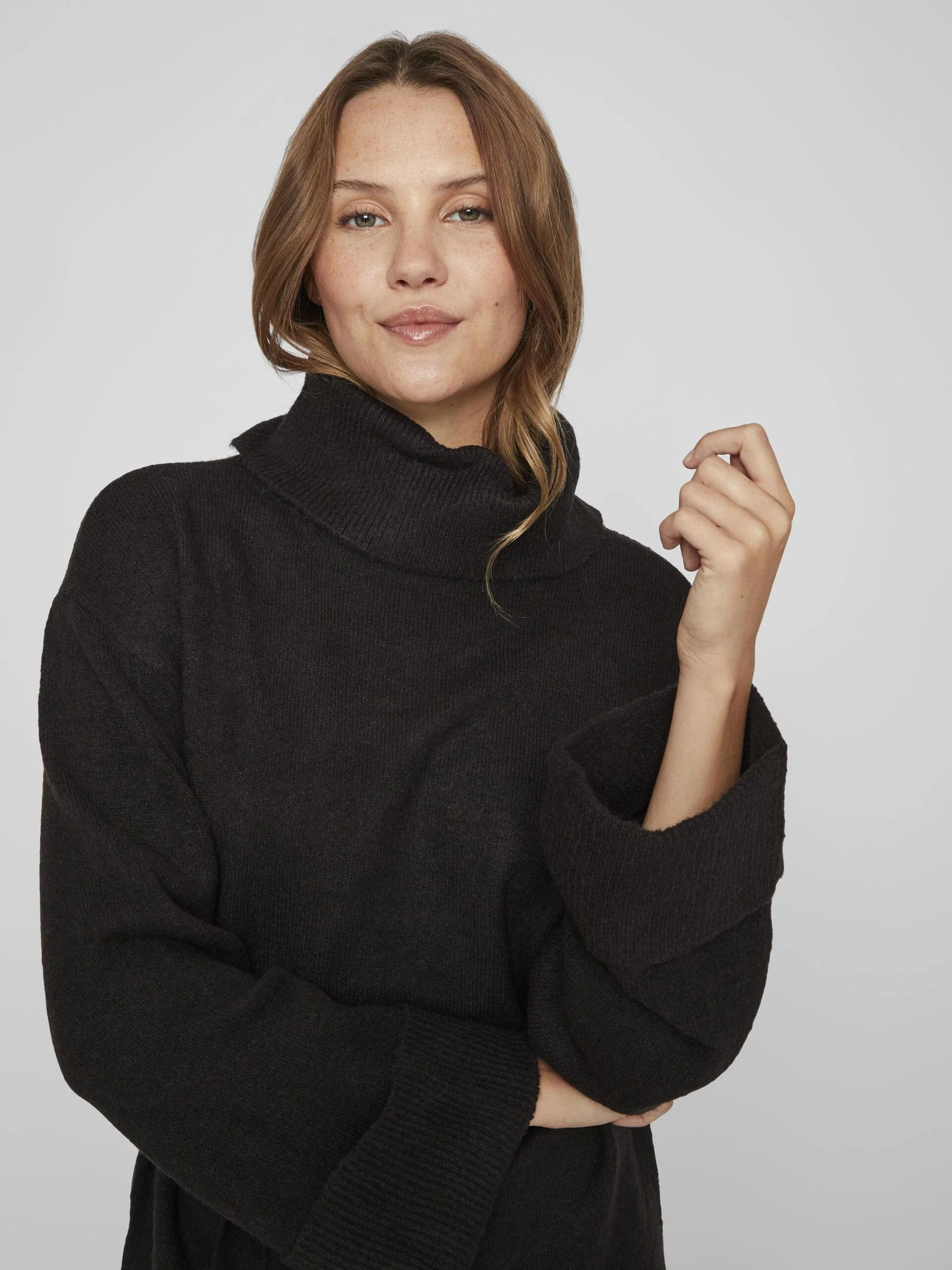 Alva Tie Belt Knit Dress (Black) - Image 3