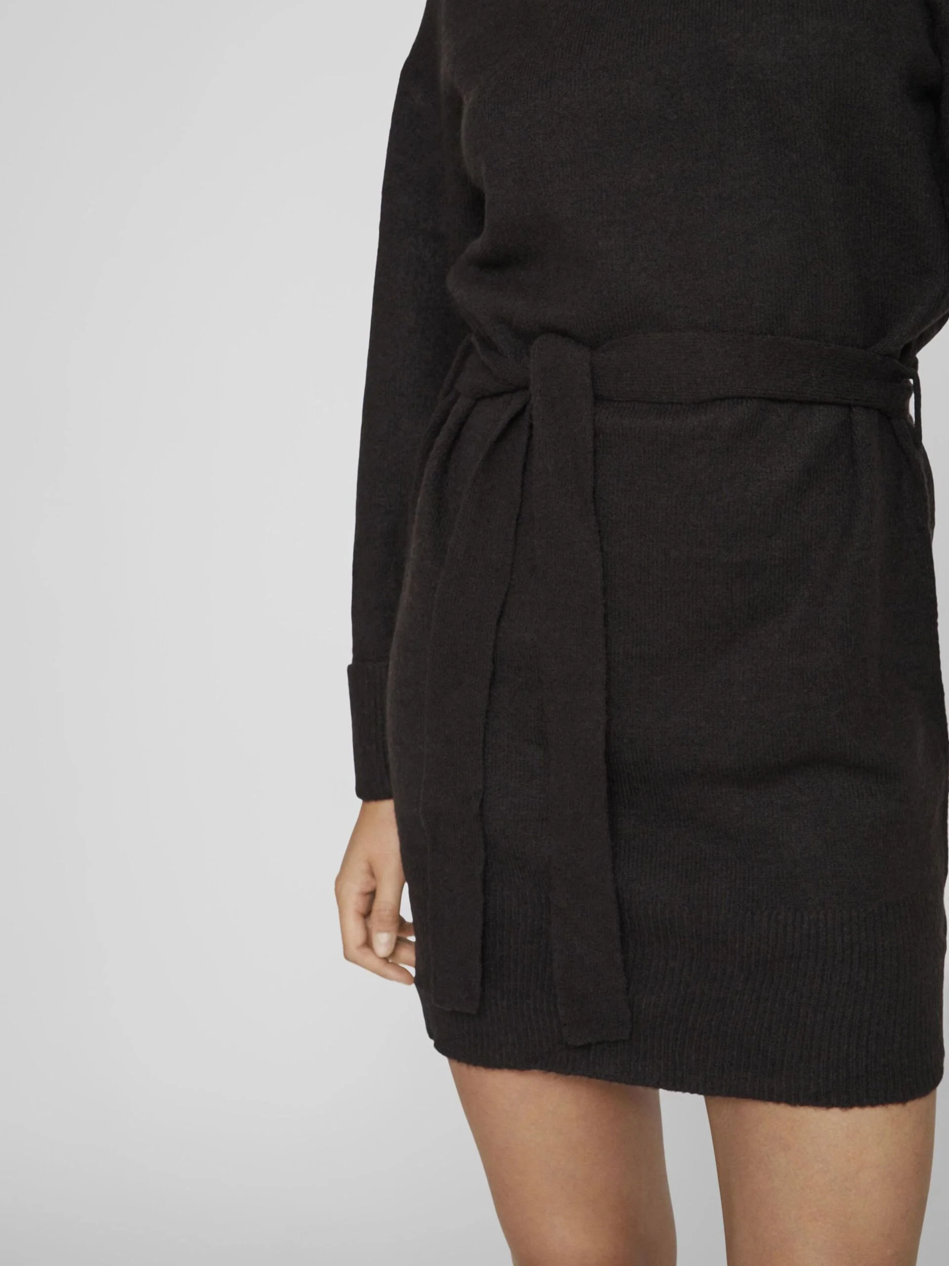 Alva Tie Belt Knit Dress (Black) - Image 4