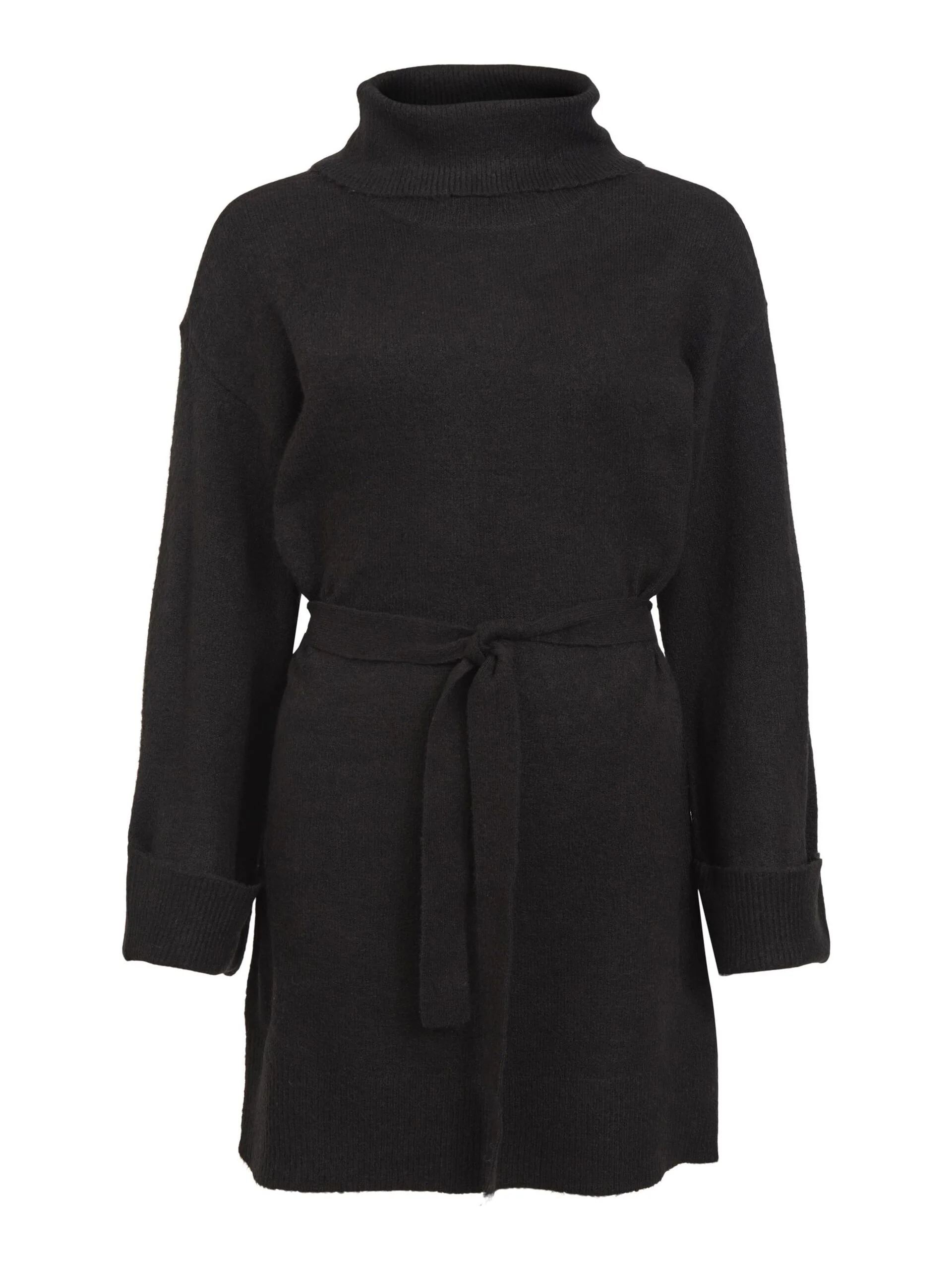 Alva Tie Belt Knit Dress (Black) - Image 6