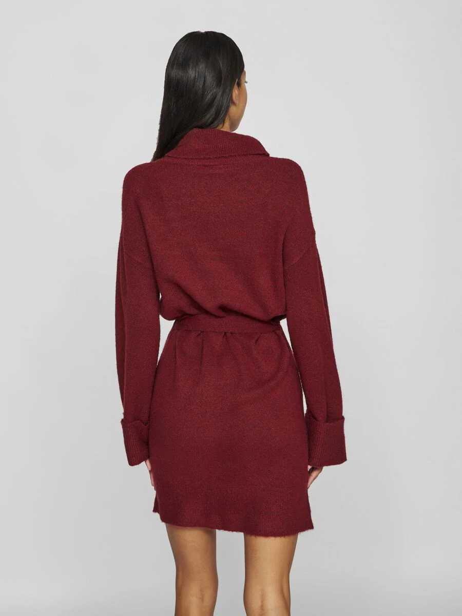 Alva Tie Belt Knit Dress (Cabernet) - Image 5
