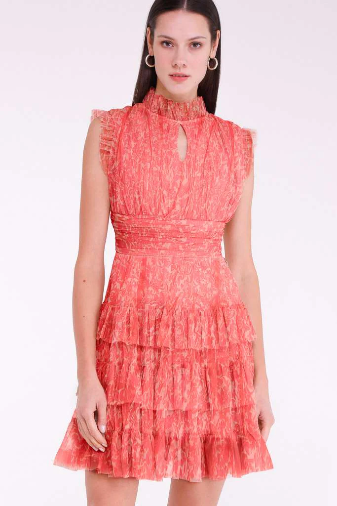 Ameriga Tulle Mini Dress (Coral Flower) - Image 4