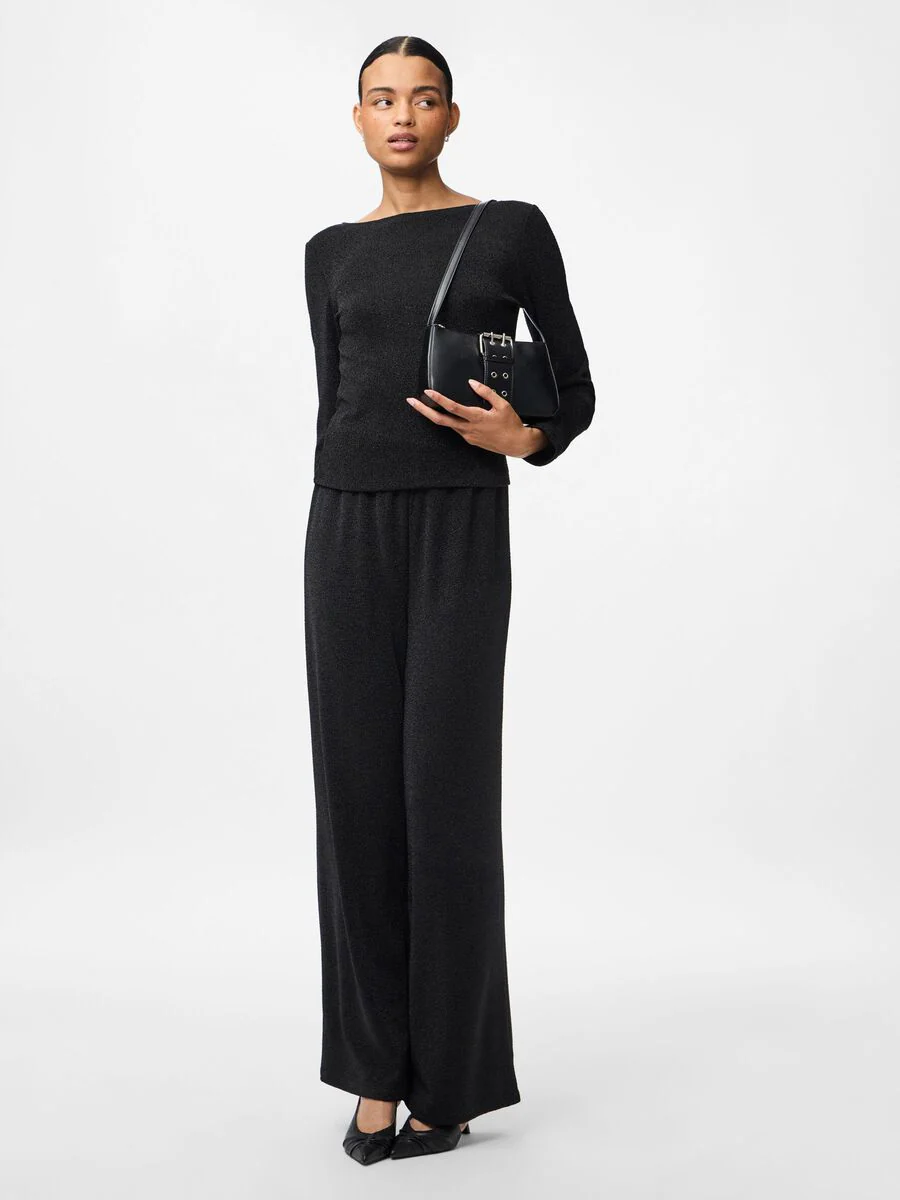 Ana Glitter Wide Leg Pants (Black/Black Lure) - Image 6