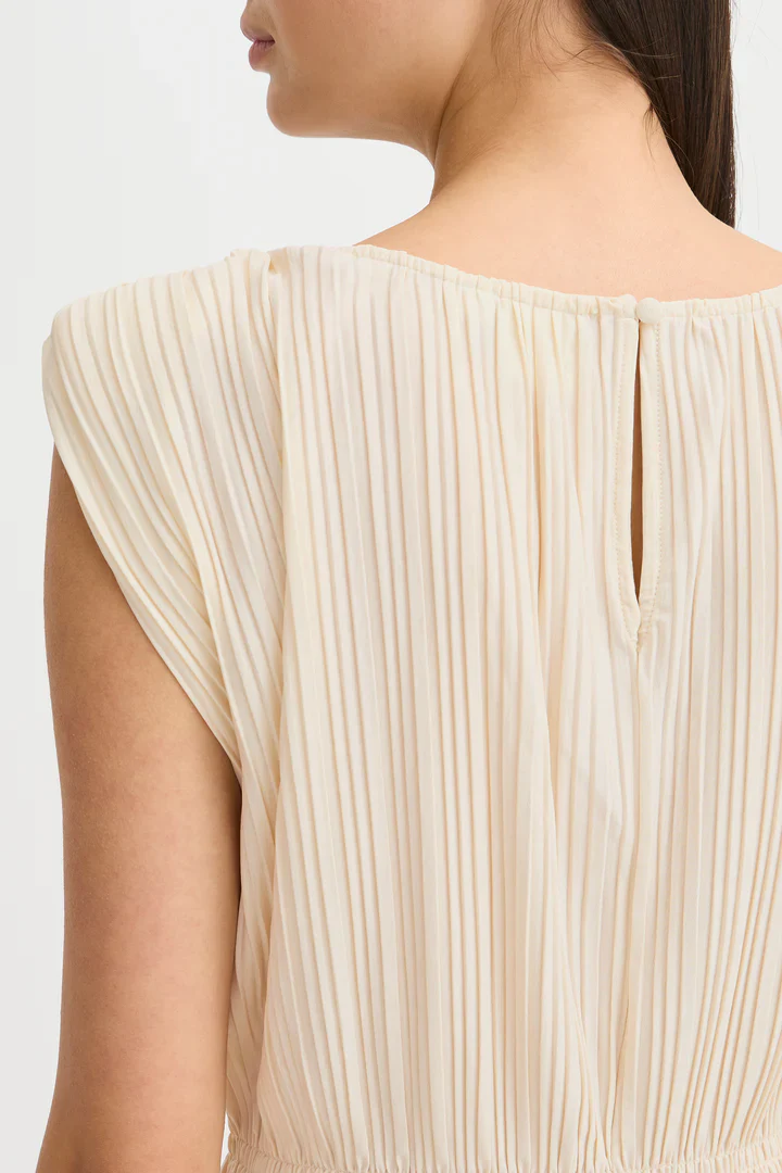 Ana Plisse Sleeveless Top (Almond Milk) - Image 10