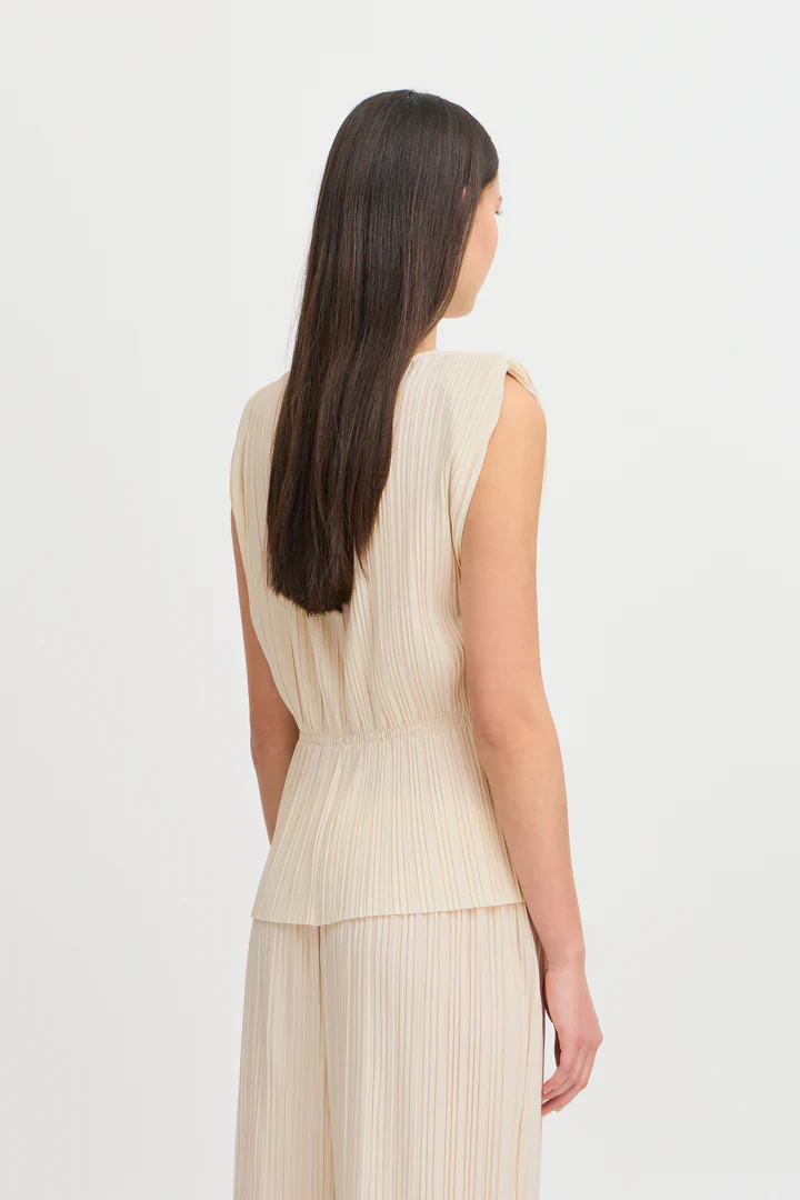 Ana Plisse Sleeveless Top (Almond Milk) - Image 5