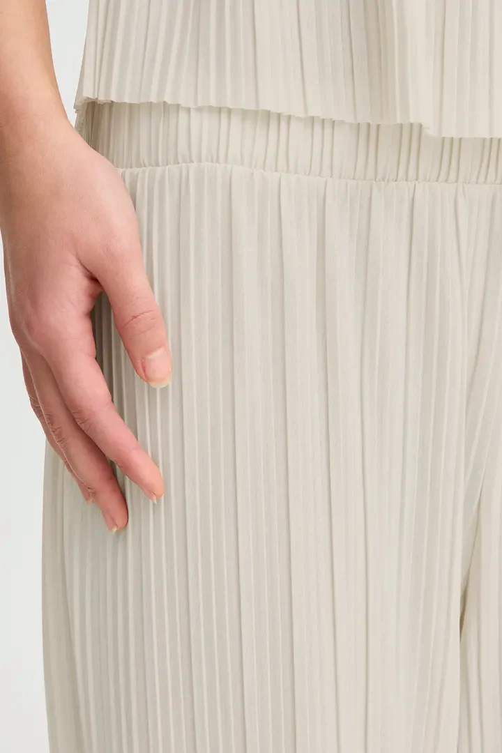 Ana Wide Leg Plisse Pants (Almond Milk) - Image 5