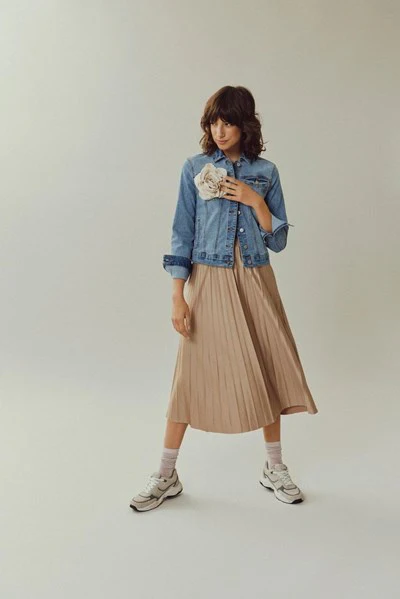 ANDREA PLEATED SKIRT (SANDSHELL) - Image 7