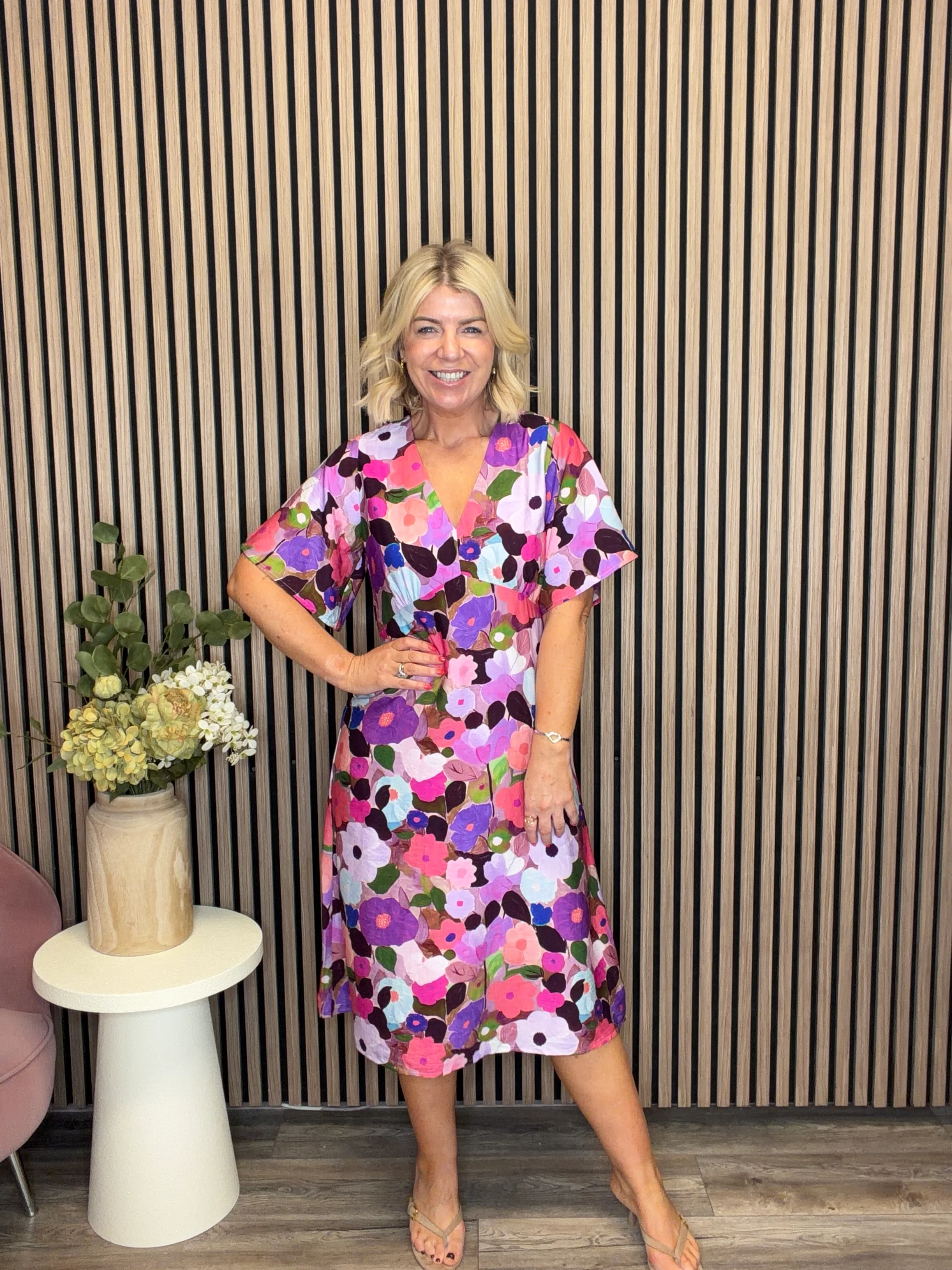 Angela Midi Dress (Pink) - Image 2