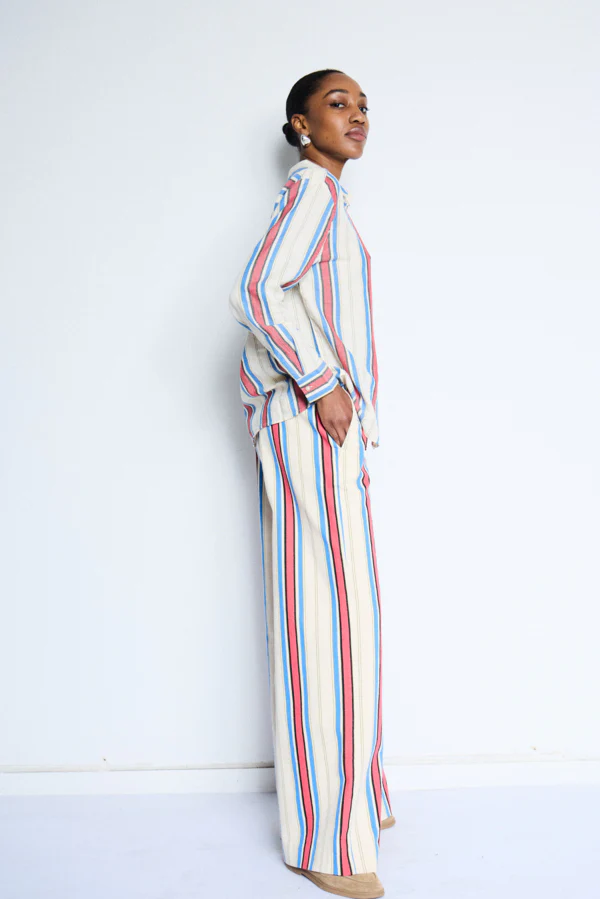Anna Wide Leg Trousers (Blue/Red) - Image 5