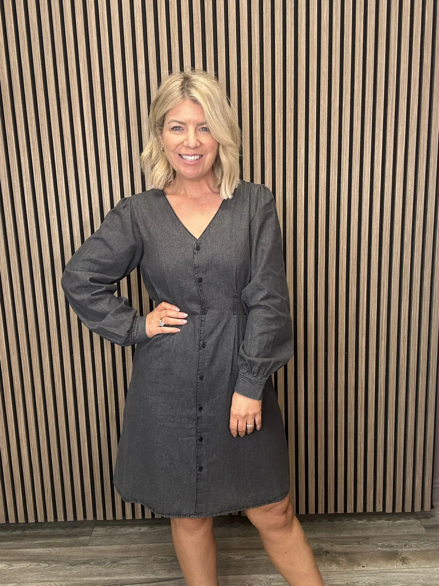 Annabelle Denim Dress (Washed Black) - Image 2