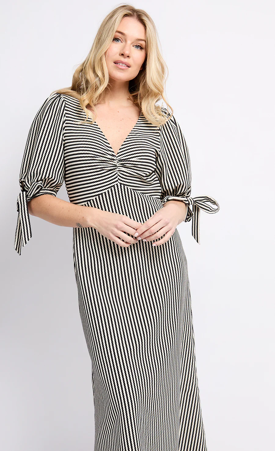 Annbelle Midaxi Dress (Mono Stripe) - Image 4