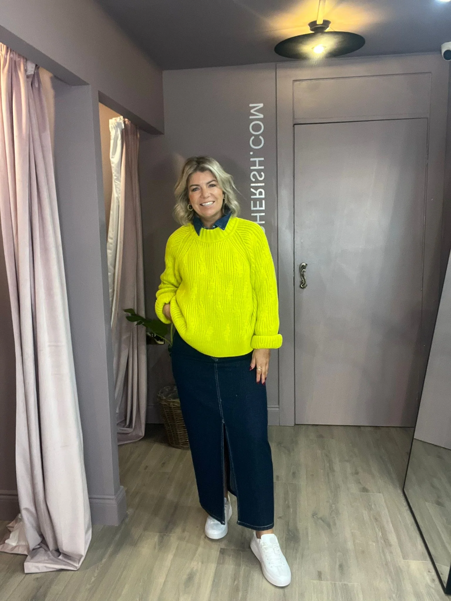 APRIL CHUNKY KNIT JUMPER (EVENING PRIMROSE) - Image 2
