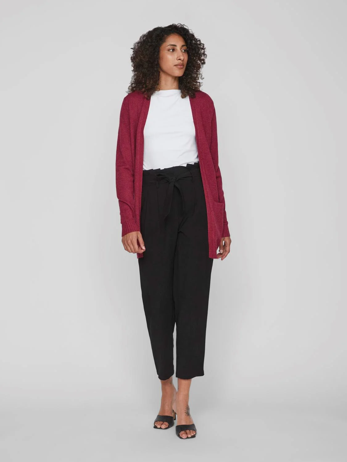 ASHLEY OPEN KNIT CARDIGAN (BEET RED) - Image 2