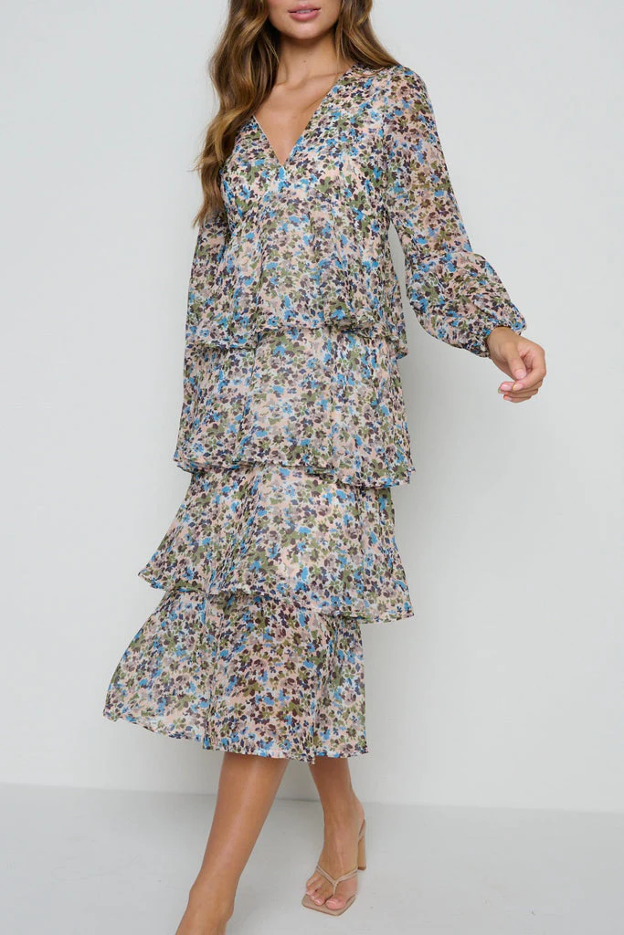 Ashton Ruffle Midi Dress (Ditsy Floral) - Image 3