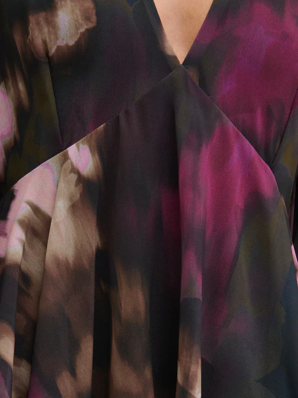 Ashton Ruffle Midi Dress (Purple/Khaki Ombre) - Image 6