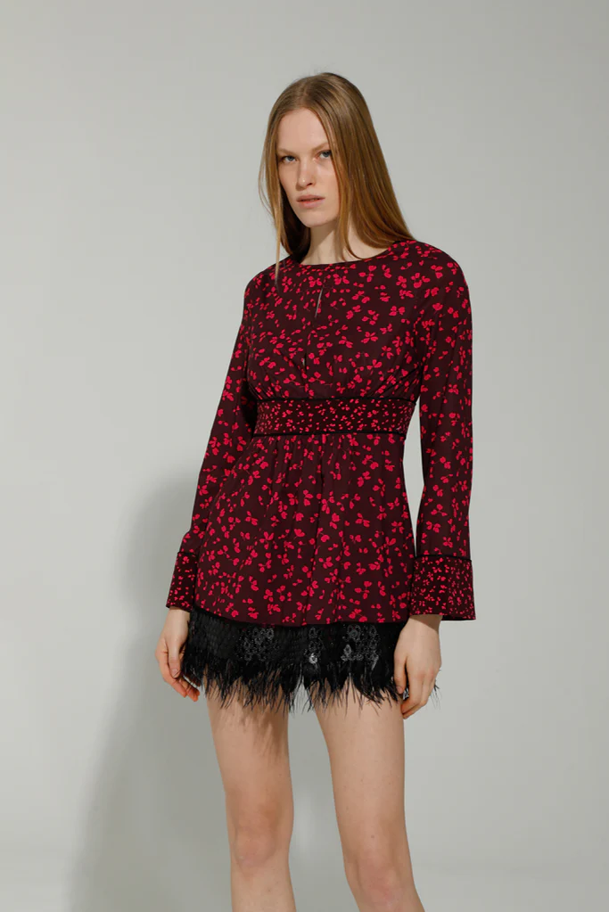 ASTRA MINI DRESS (PINK/ BURGUNDY) - Image 2