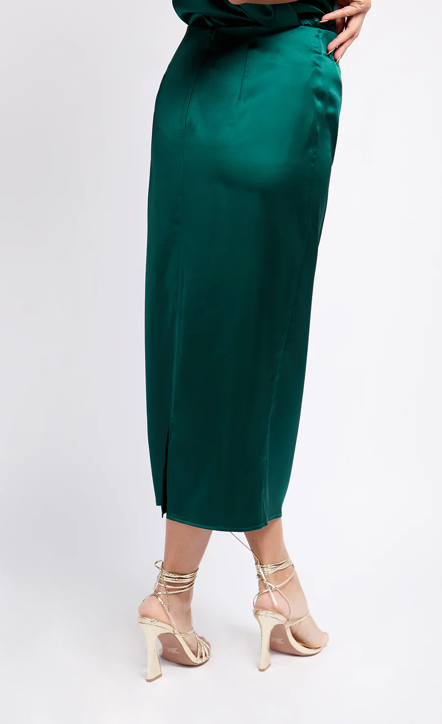 Aubery Satin Drape Skirt (Green) - Image 2