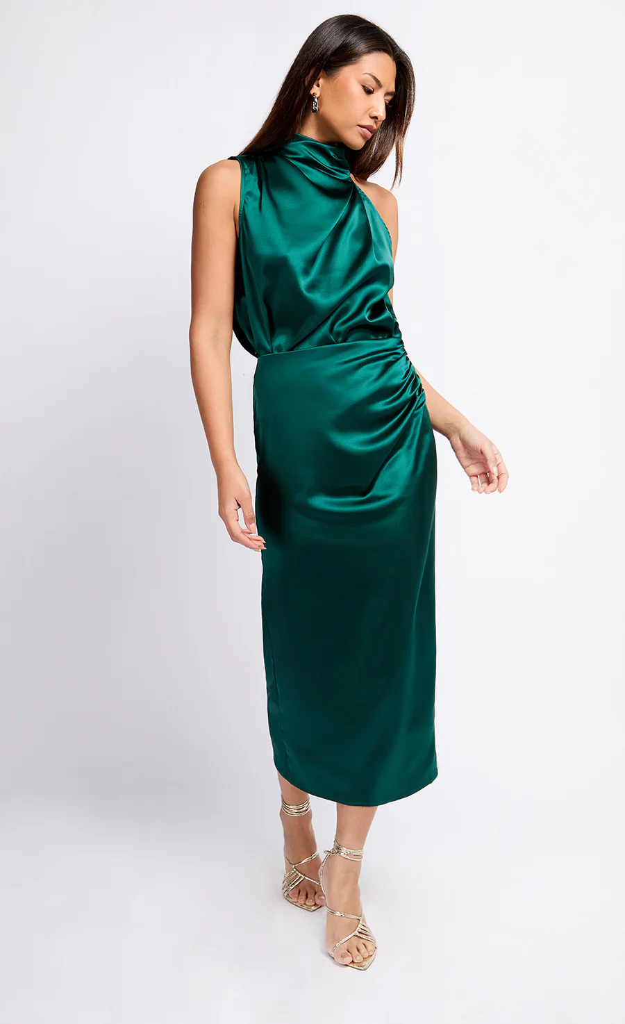 Aubery Satin Drape Skirt (Green) - Image 3