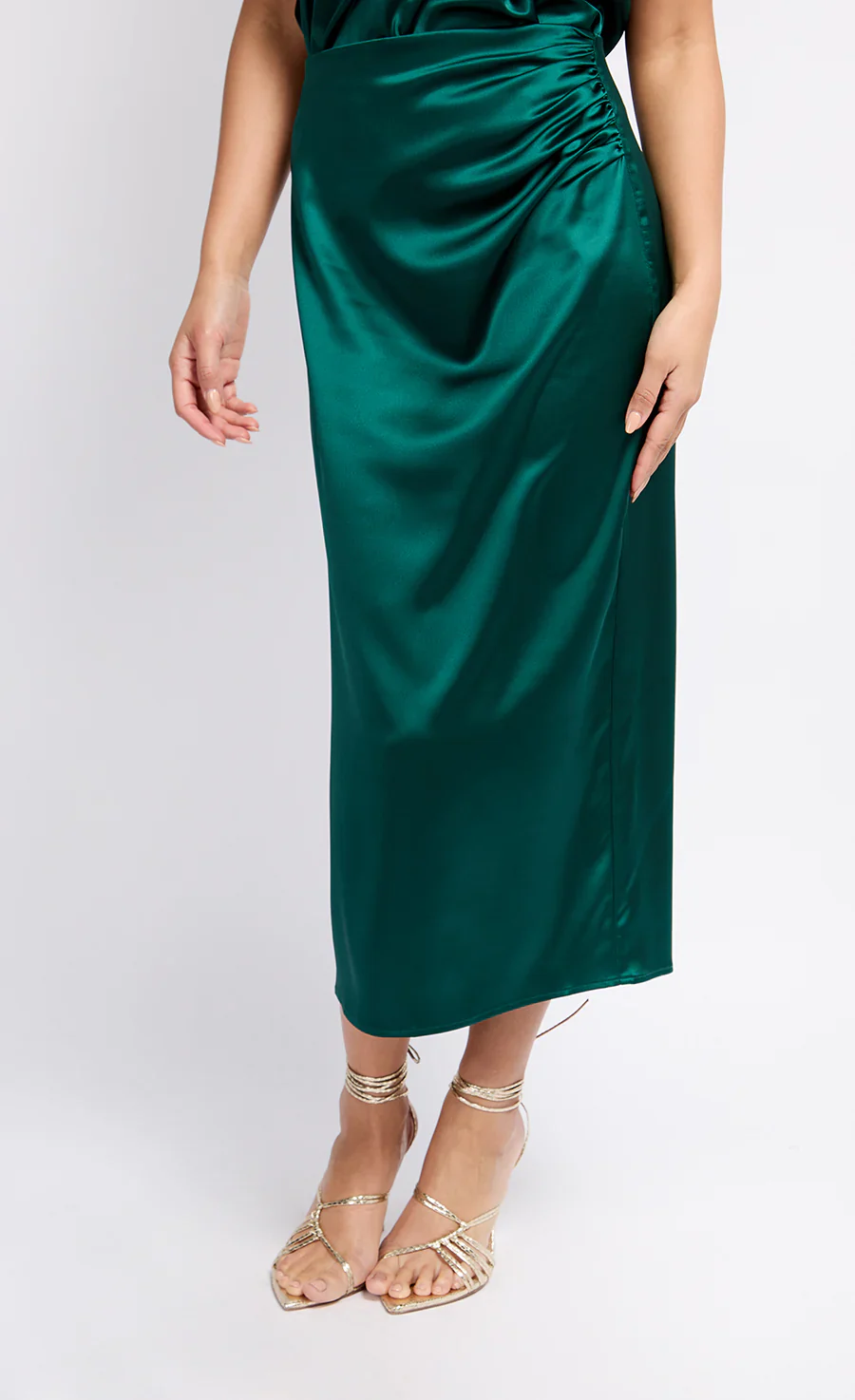 Aubery Satin Drape Skirt (Green) - Image 4
