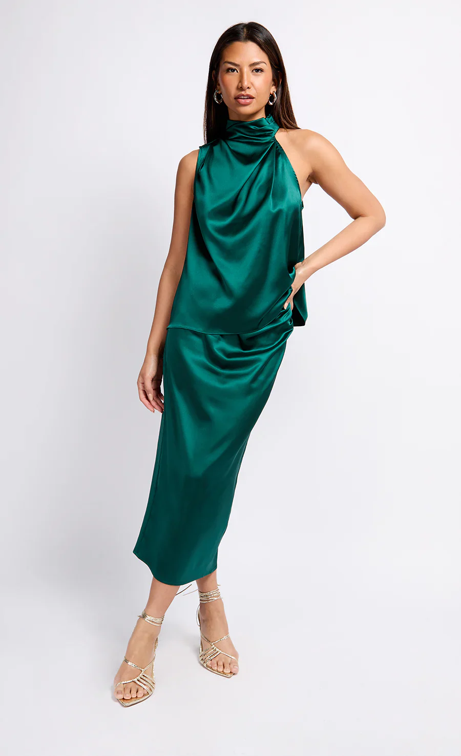 Aubrey Satin Drape Top (Green) - Image 2