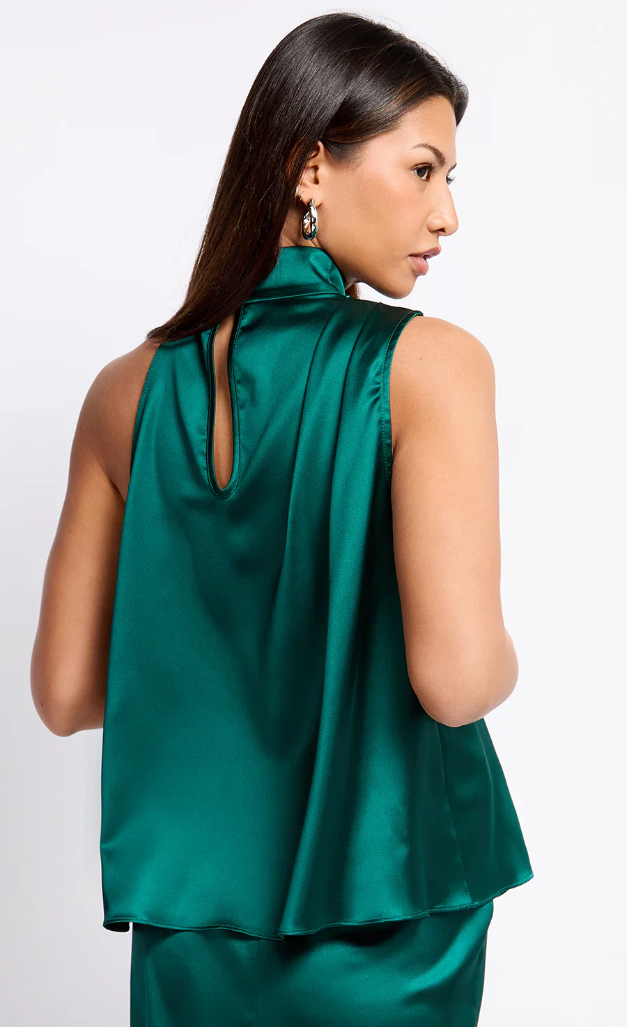 Aubrey Satin Drape Top (Green) - Image 3