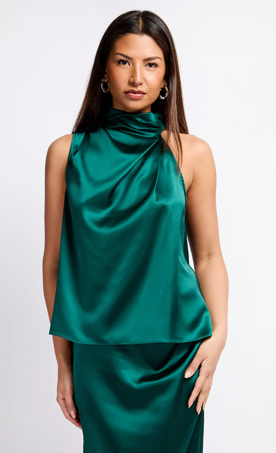 Aubrey Satin Drape Top (Green) - Image 5