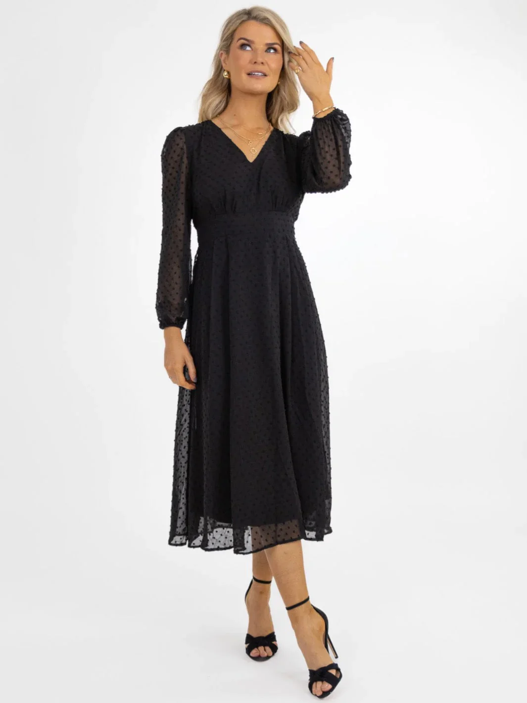 AUDREY MIDI DRESS (BLACK) - Image 2