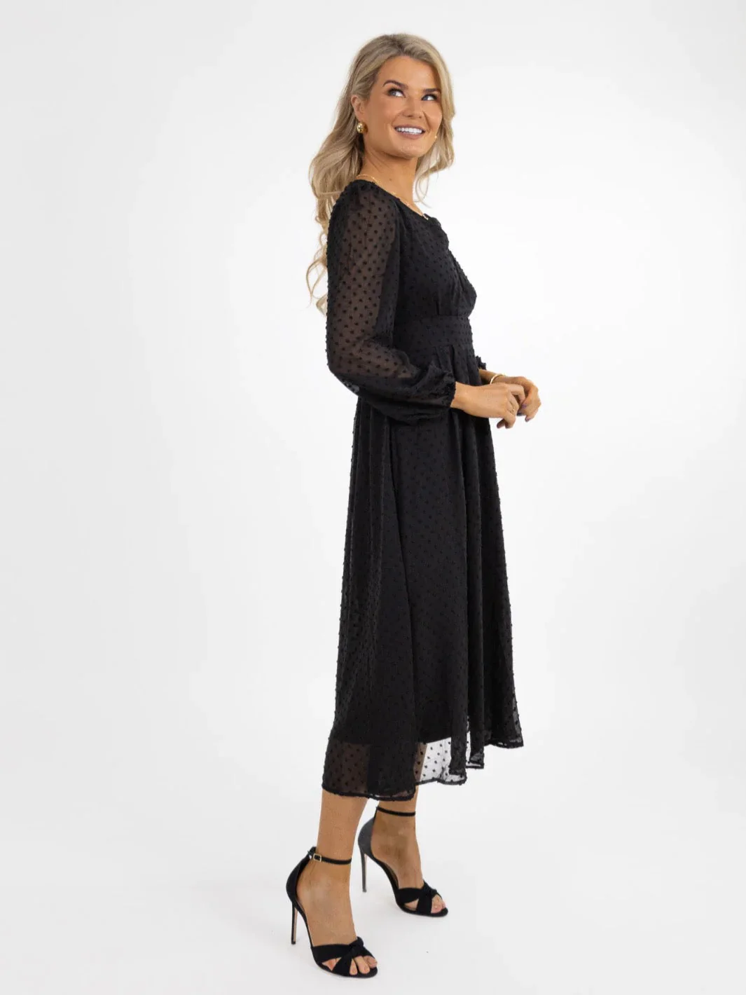 AUDREY MIDI DRESS (BLACK) - Image 4
