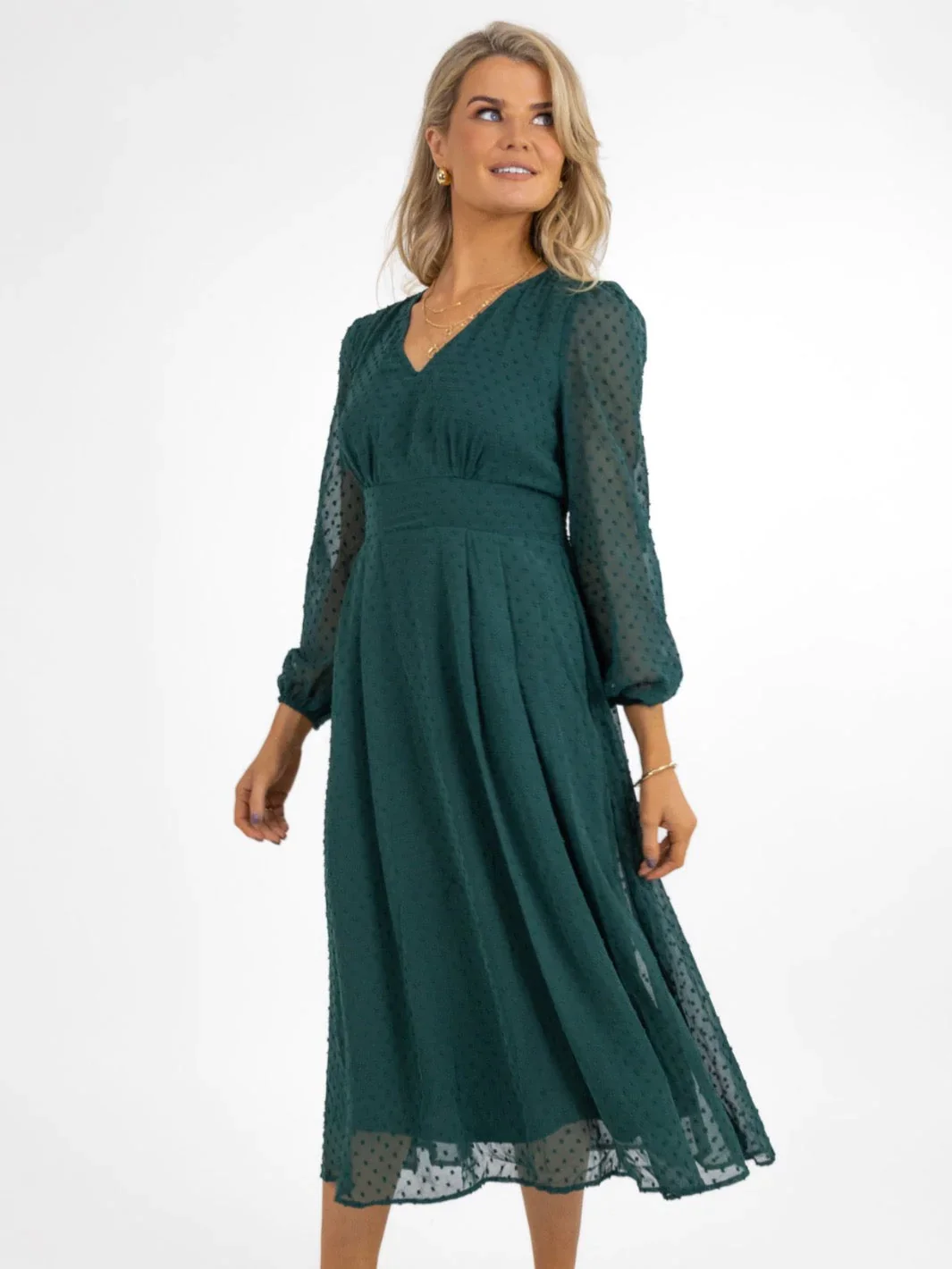AUDREY MIDI DRESS (GREEN) - Image 3