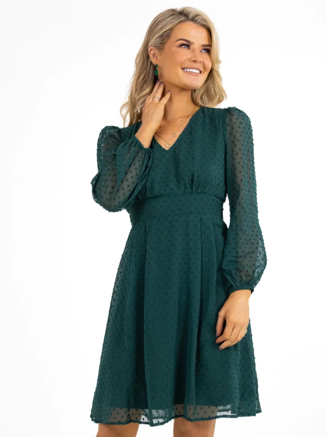 AUDREY MINI DRESS (GREEN) - Image 2