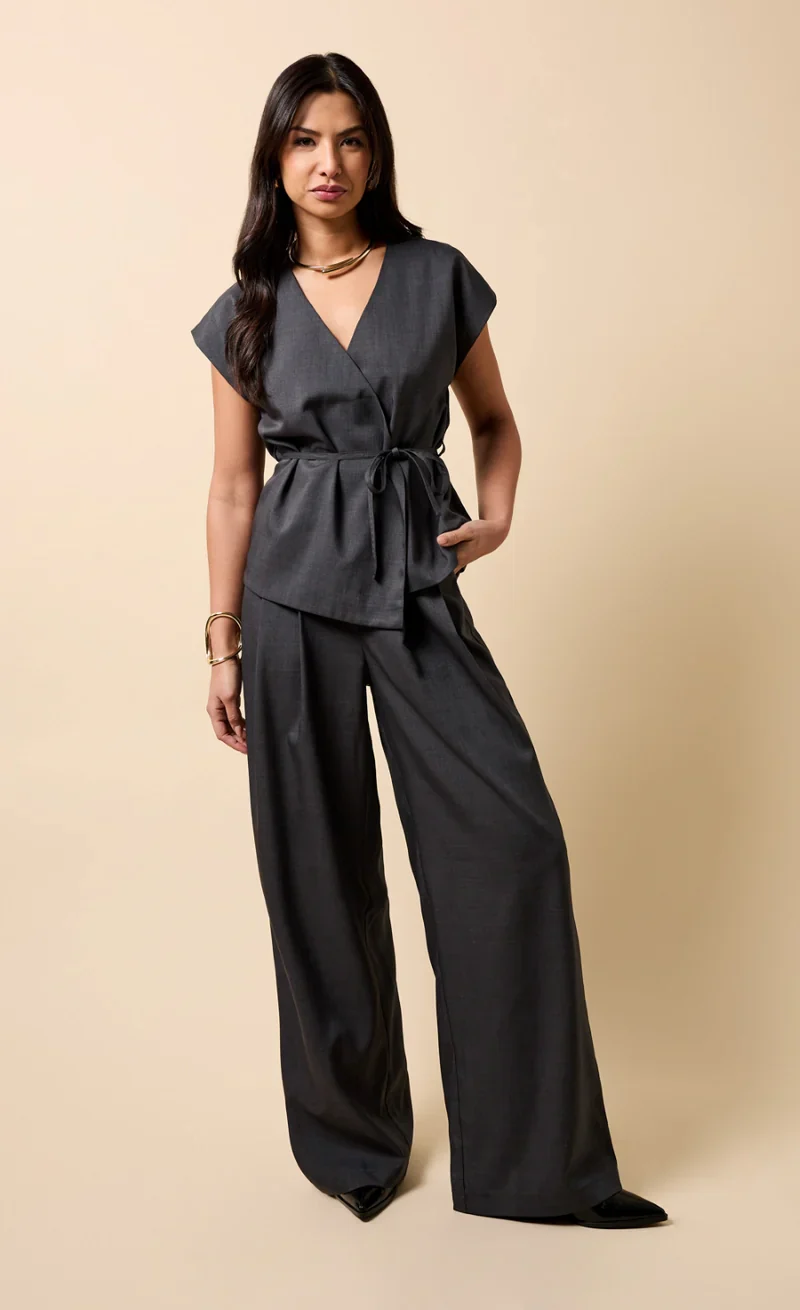 Aurelia Wide Leg Trousers (Grey)