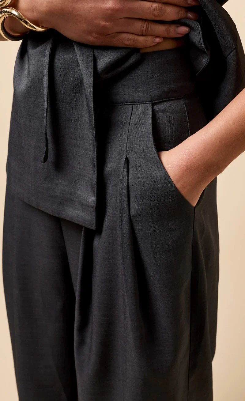 Aurelia Wide Leg Trousers (Grey) - Image 3