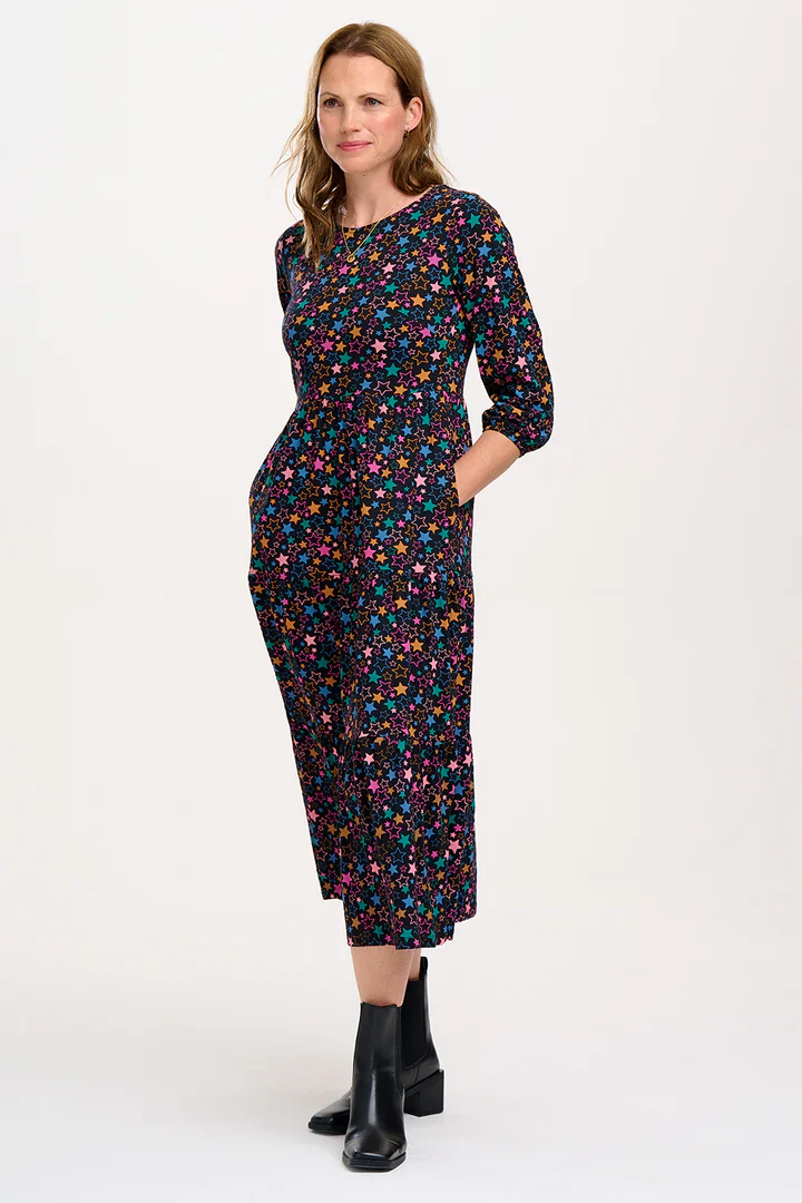 Bakari Jersey Tiered Midi Dress (Black Star Cluster) - Image 2