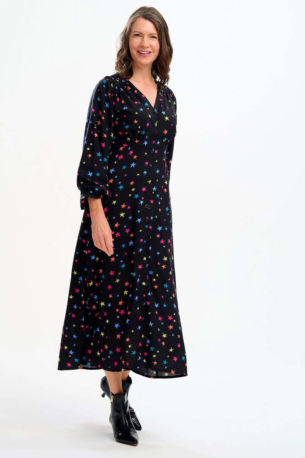BELLATRIX MAXI TEA DRESS (BLACK) - Image 3