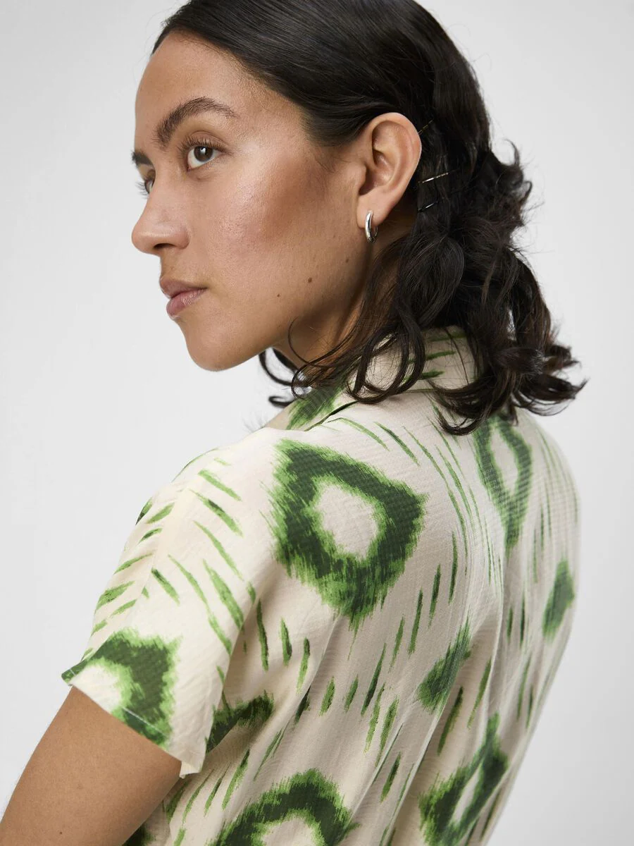 Berry Midi Shirt Dress (Sandshell/ Peridot Green) - Image 3