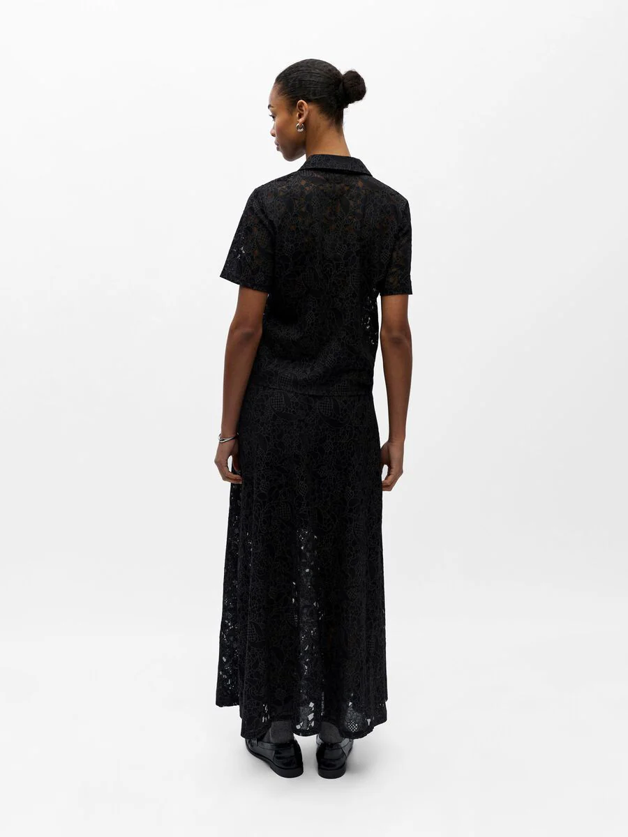 Bianca Lace Polo Shirt (Black) - Image 4