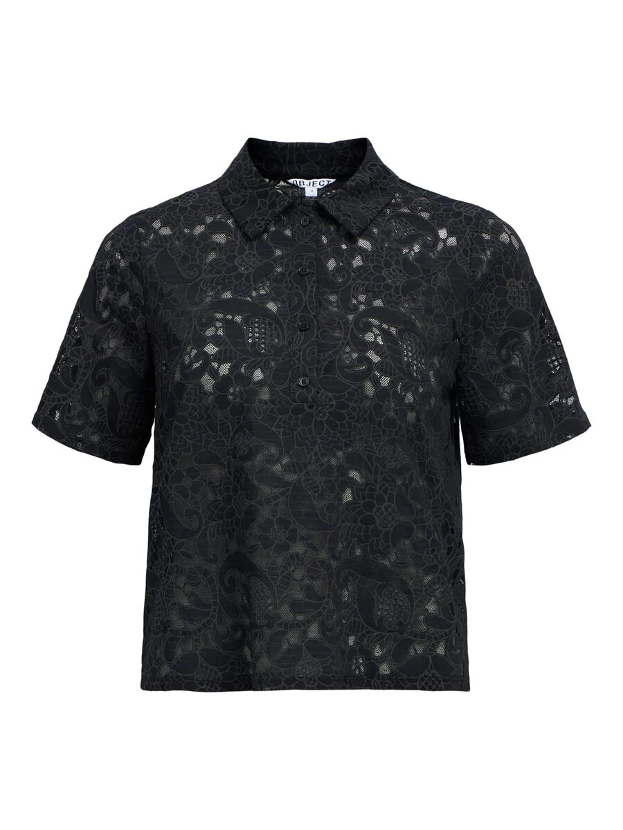 Bianca Lace Polo Shirt (Black) - Image 5