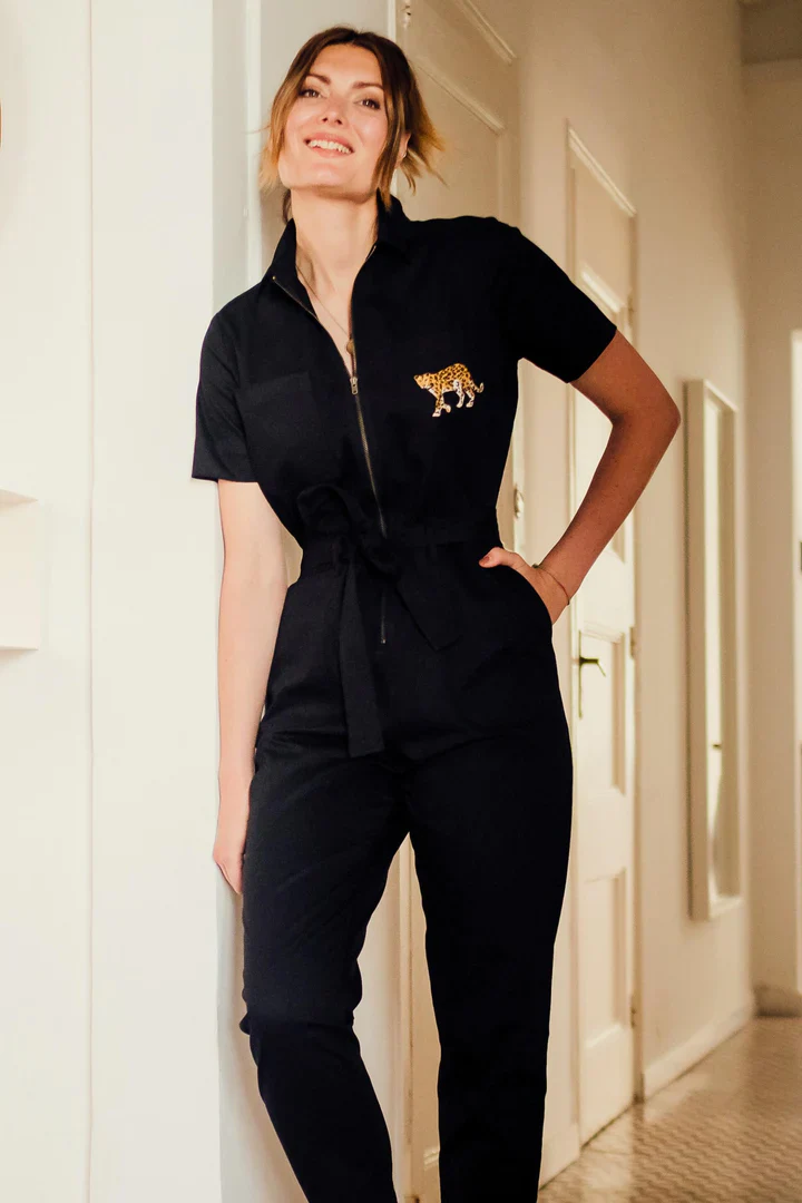 BILLY BOILERSUIT (BLACK, LEOPARD POCKET) - Image 2