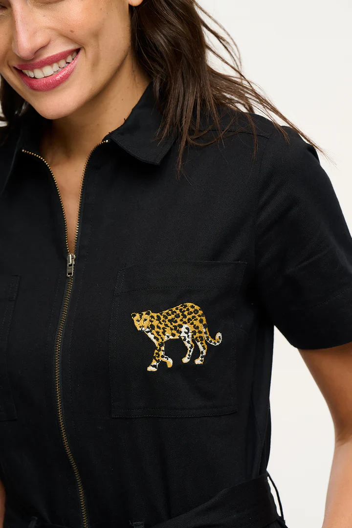 BILLY BOILERSUIT (BLACK, LEOPARD POCKET) - Image 5