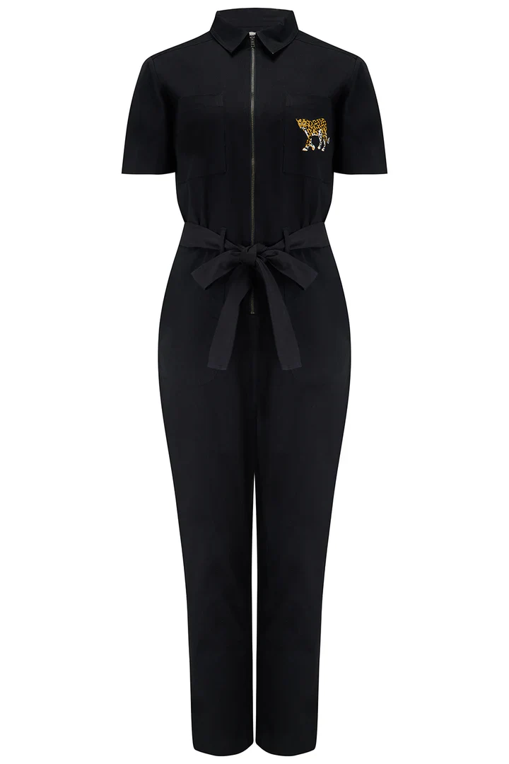 BILLY BOILERSUIT (BLACK, LEOPARD POCKET) - Image 7