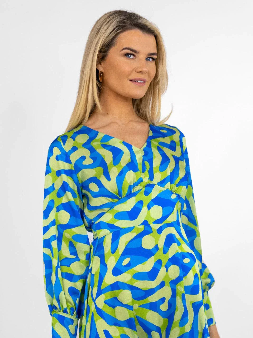 BIRKIN MIDI DRESS (BLUE/GREEN) - Image 2