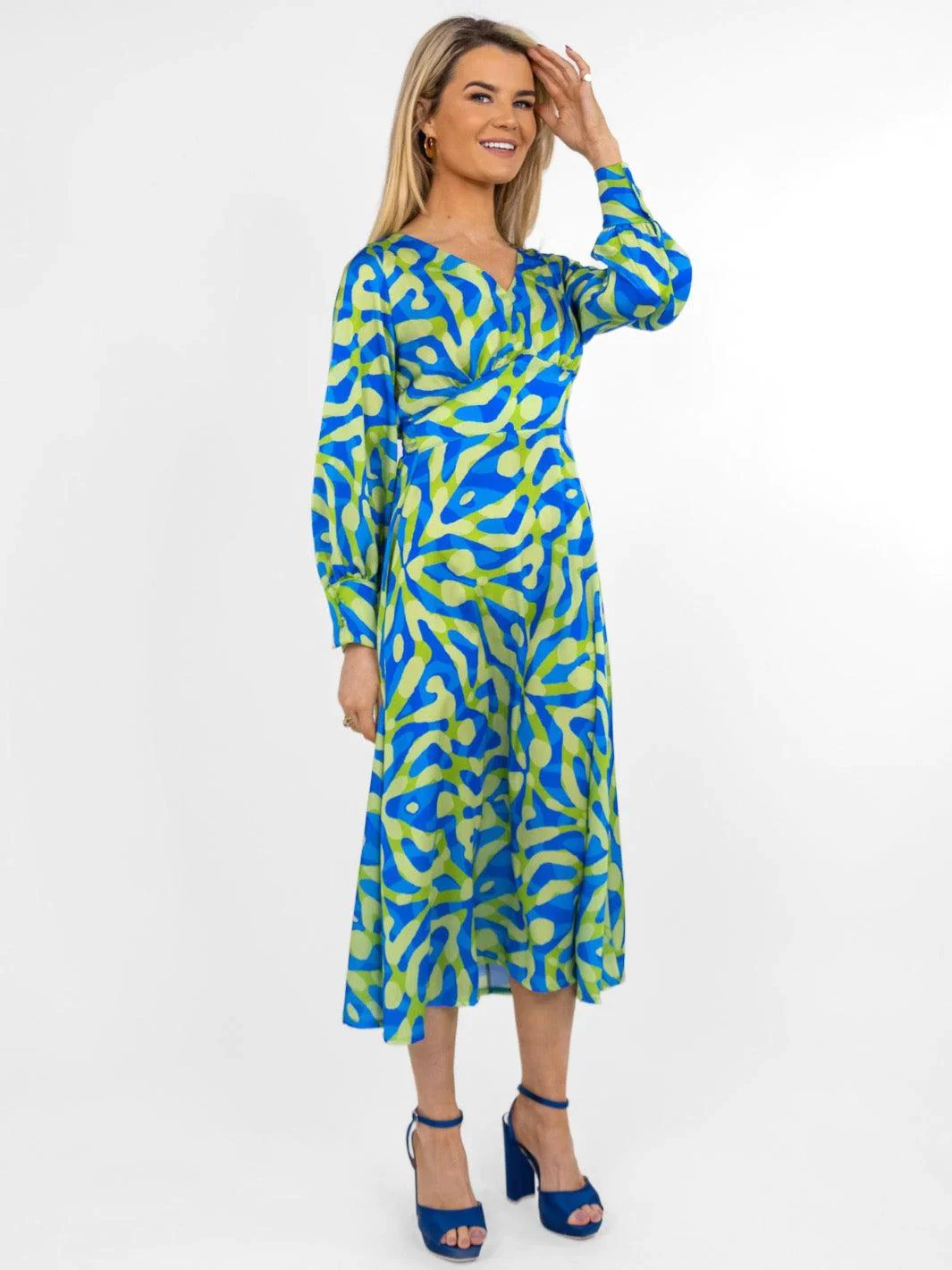 BIRKIN MIDI DRESS (BLUE/GREEN) - Image 3