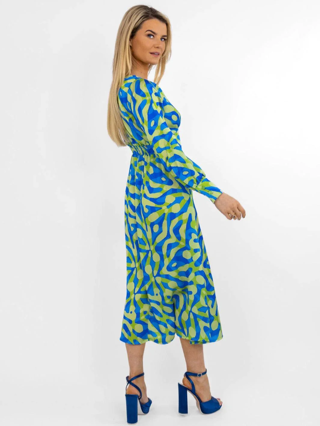 BIRKIN MIDI DRESS (BLUE/GREEN) - Image 4