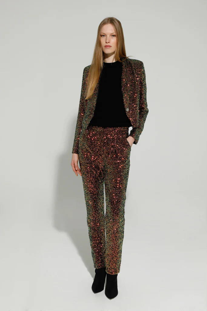 BJORN SEQUIN CROPPED JACKET (EMERALD/BRONZE) - Image 6