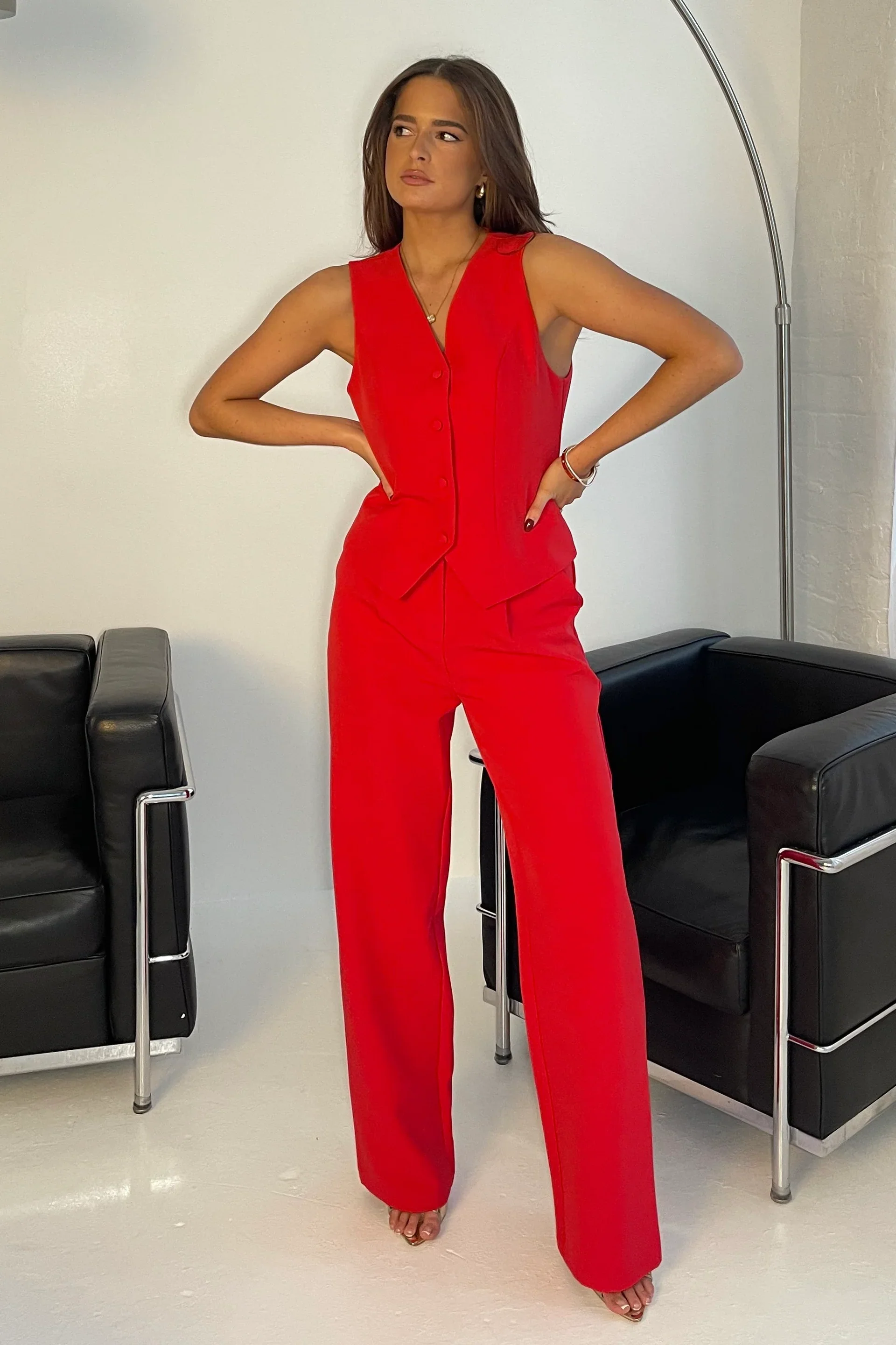 Bobbi Tailored Waistcoat (Red) - Image 5